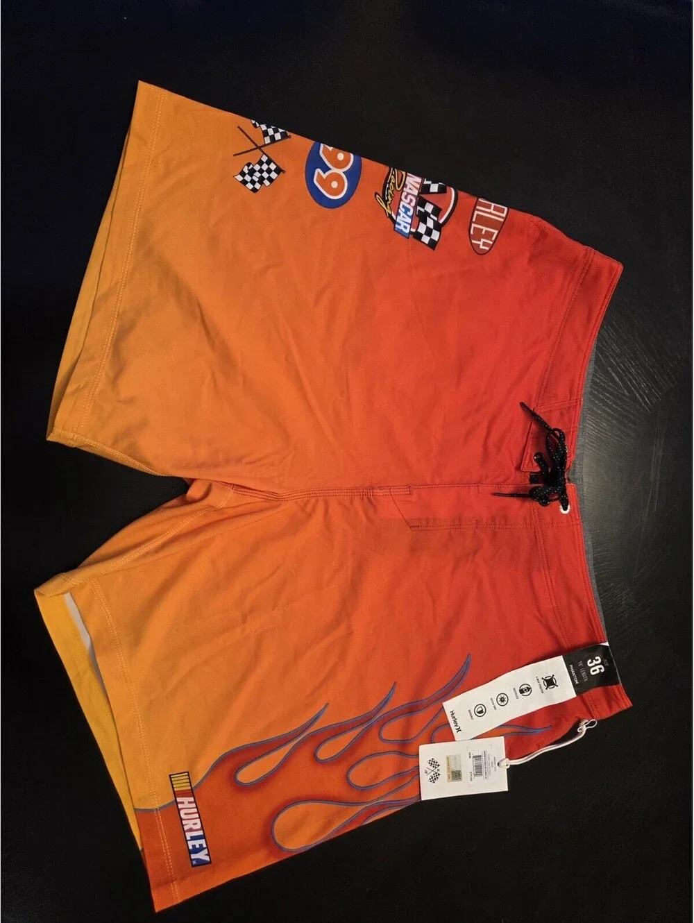 HURLEY X NASCAR MENS PHANTOM ECO NASCAR FLAMES BOARD SHORTS SIZE 36 -  NWT